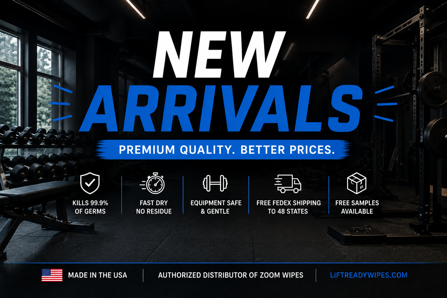 New Arrivals Page for gym wipes