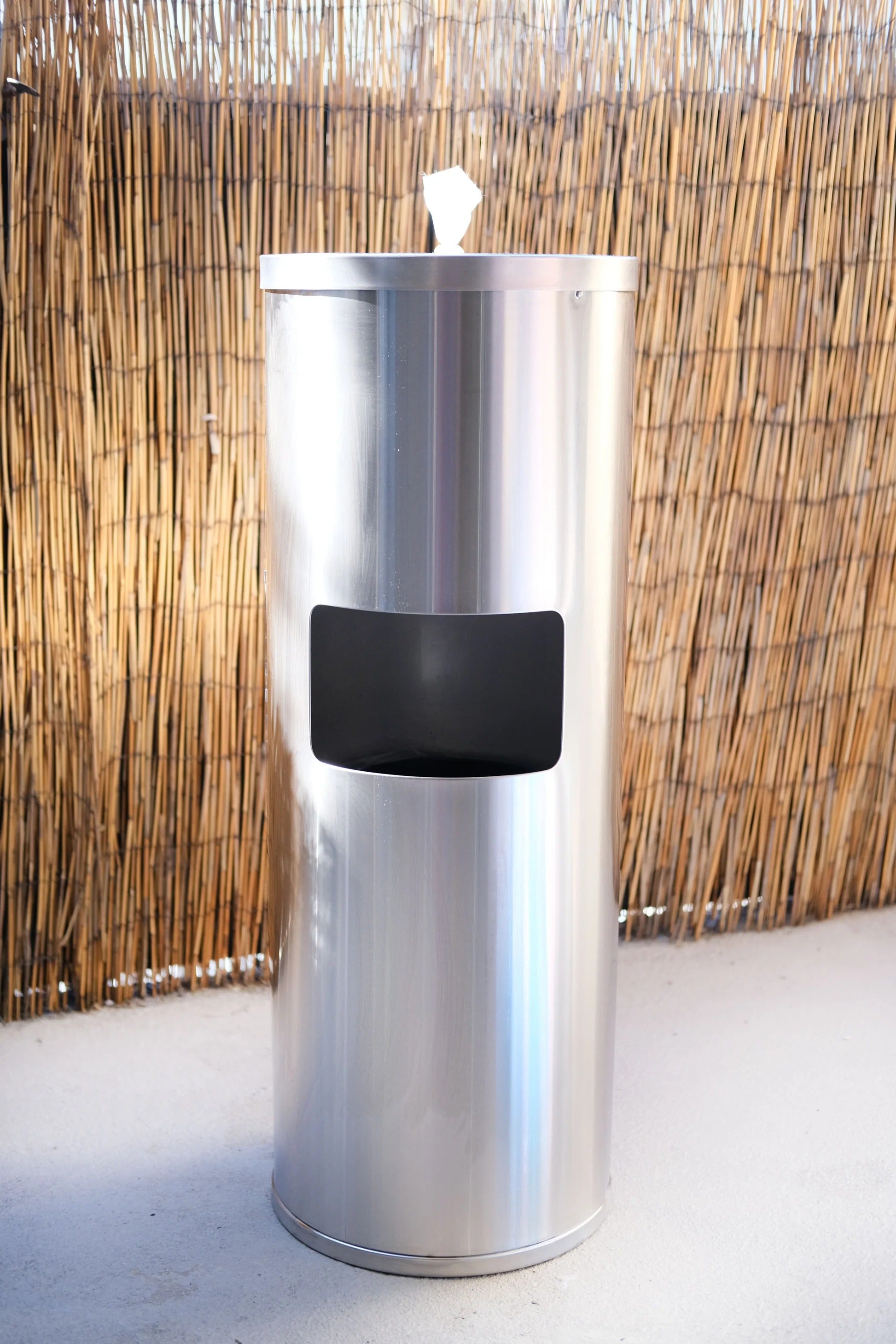 Stainless Steel Dispenser with tissue close-up