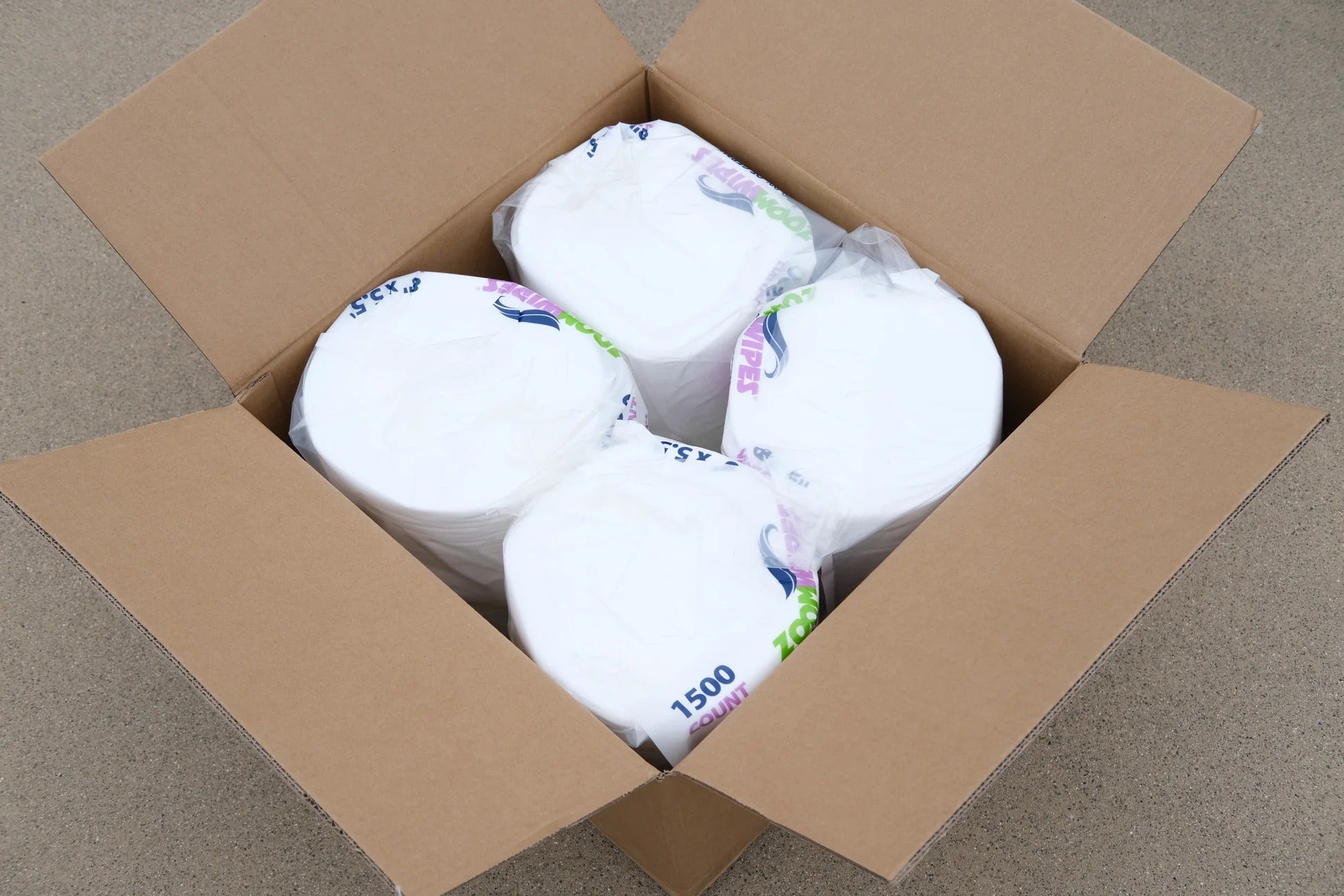 Bulk pack of ZoomWipes active sanitizing wipes in box